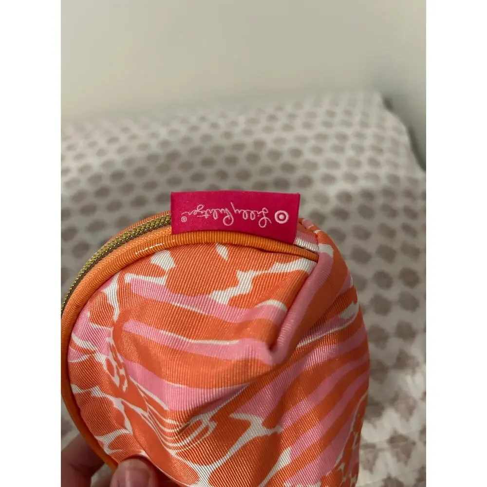 Lilly Pulitzer for Target Orange Pink Cosmetic Makeup Case Pouch Giraffeeey EUC